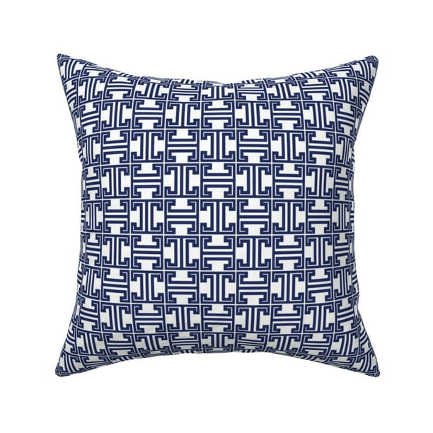 Geometric Chinoiserie Ink Blue Throw Pillow Cover w Optional Insert by Roostery