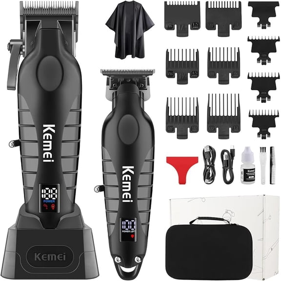 KEMEI Professional Hair Clippers Set for Men,Cordless Rechargeable Hair Clippers Kit, Clippers and Trimmer Set for Hair Cutting, Haircut Clippers,Gifts for Men (PG2290D 2293)
