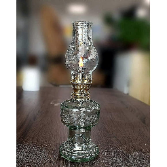 Glass Kerosene Lamp. Retro Oil Lamp With Wick For Indoor Emergency Lighting