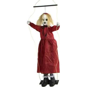 Haunted Hill Farm 4-Ft. Animatronic Swinging Demon Girl with Lights and Sound, Indoor or Covered Outdoor Halloween Decoration