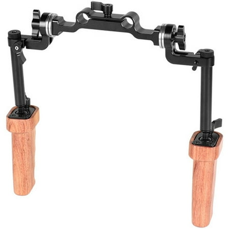 CAMVATE Wood Handgrip Kit with Built-in Ball Head Connection and 15mm Rosette Railblock
