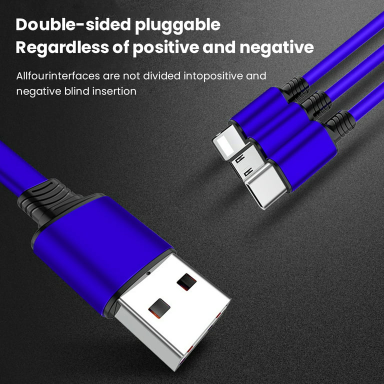 1Pack Multi USB Retractable Charging Cable,Multi Charger Cable Nylon  Braided 3 in 1 Multi USB Cable Multiple Charger Cord Connector with Type C/Micro  USB Port for Cell Phones and More[Upgraded] 