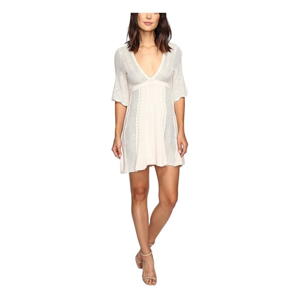 Vestido de Suéter Free People mujer Escote en V blanco roto grande