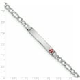 thumbnail image 2 of Beautiful 14K White Gold Medical Red Enamel Flat Curb Link ID Bracelet, 2 of 2