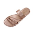 thumbnail image 3 of Summer Sandals for Women Footbed Solid Color Open Toe Slip-On Comfortable Elastic Strap Flat Slippers Sandals for Women Beach Vacation Holiday Vintage Fashion, 3 of 10
