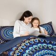 thumbnail image 4 of Homewish Boho Peacock Mandala Twin Comforter Sets,Retro Floral Bedding Set,Navy White,Navy Blue Reversible,2pcs,1 Comforter and 1 Pillowcase, 4 of 7