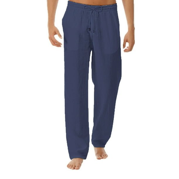 Colisha Colisha Mens Cotton Linen Loose Fitting Casual Pants