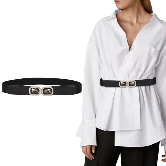 Women Fashion Crystal Beaded Elastic Wide Belts For Daily Travel Belt mens belt Black
