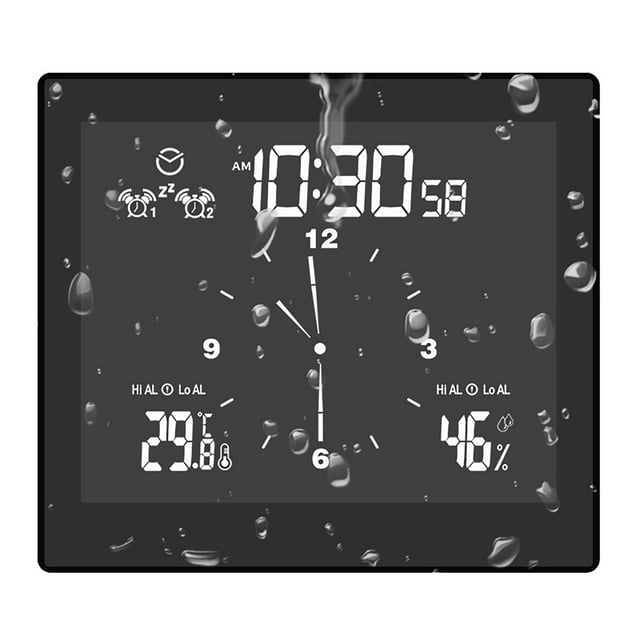 Fiudx Reloj Temporizador para Baño, Higrómetro Digital Multifuncional, Cuenta Regresiva y Alarma, Pantalla de Temperatura y Humedad Ajustables, Opciones de Alimentación Por Usb y Batería, Elegante De