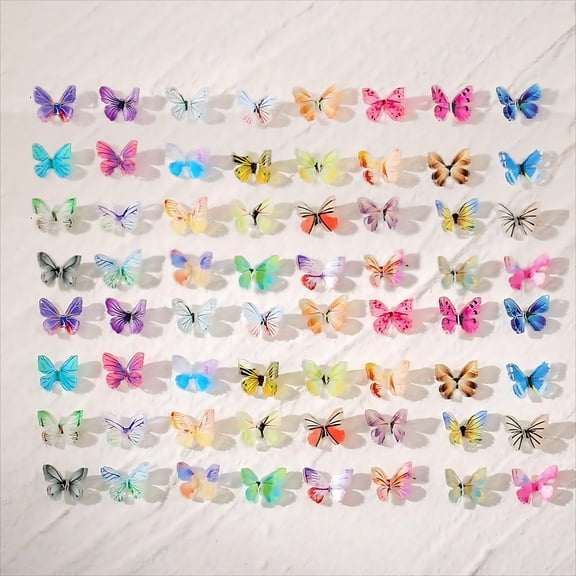 100Pcs Mini Butterfly Nail Charms, Transparent Colorful 3D Mixed Butterfly Nail Art Decorations for Women Girls Manicure Decoration DIY Manicure