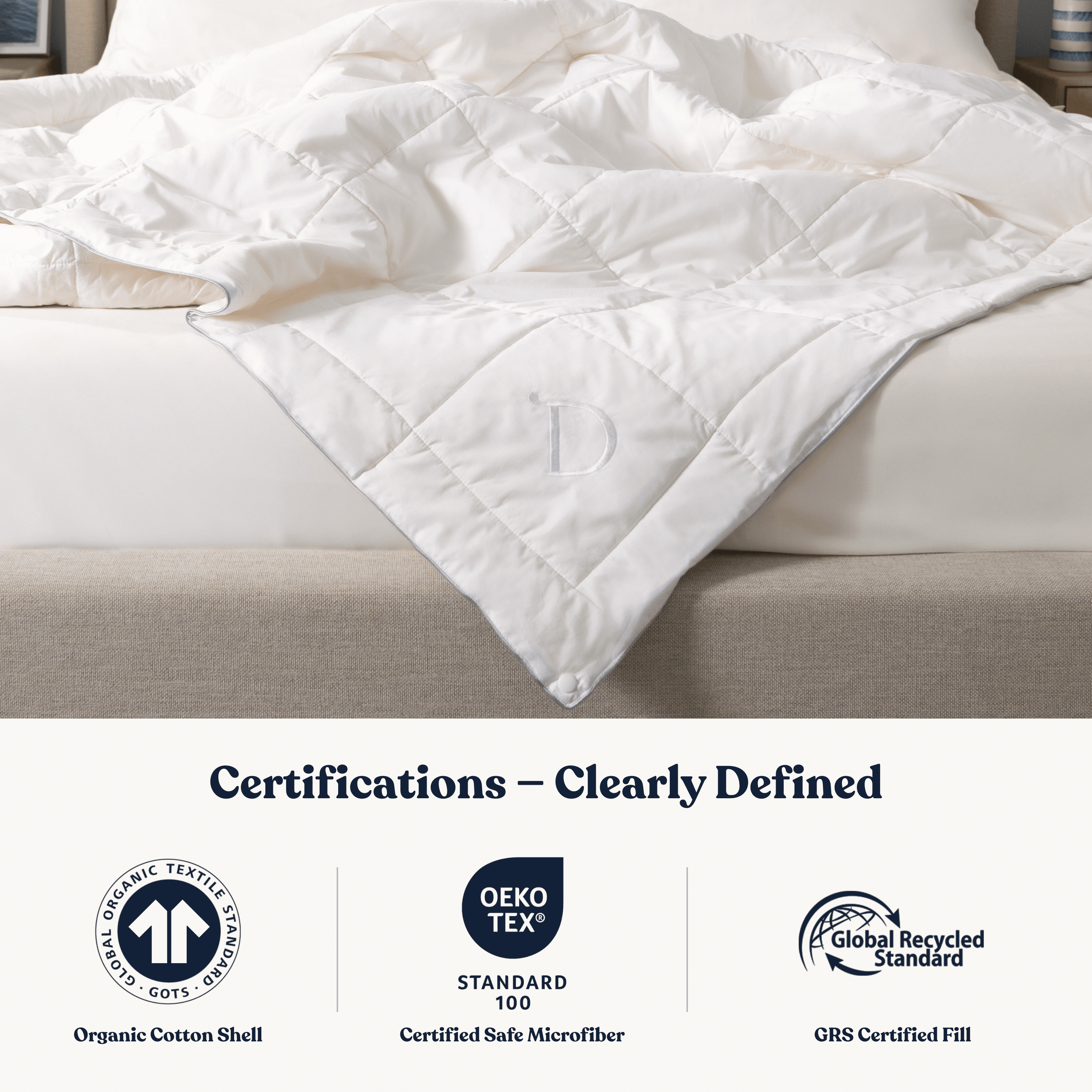 Delara Down Alternate Twin Duvet Insert 68"x86", GOTS Certified, Multi-Functional Snappable, 2 Comforters - 1 x 150 GSM, 1 x 350 GSM