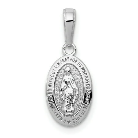Gold Miraculous Medal Charm 14k White Gold Mini Miraculous Medal Pendant Charm Necklace 6of6 Hp Finish Oval Religious Gifts For Women For Her ()
