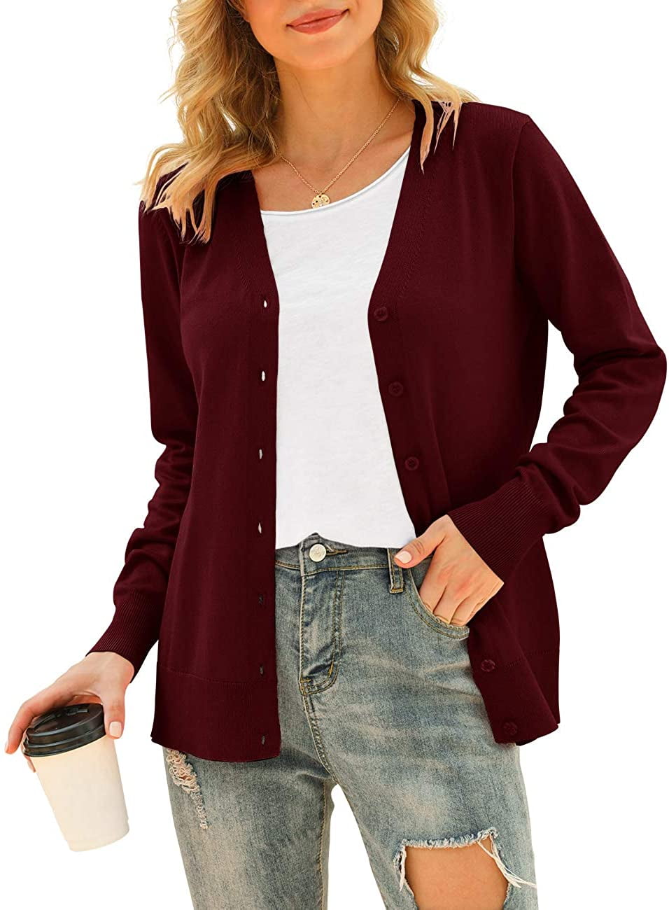 Basic Knit Cardigan Sweater - Walmart 