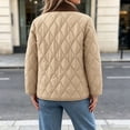 thumbnail image 6 of Xdegoge Quilted Barn Jacket for Women Lightweight Corduroy Collar Button Front Puffer Jacket Fall Winter Casual Outerwear with Pockets Khaki S, 6 of 9