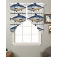 thumbnail image 2 of Retro Fish Coastal Swag Valances for Windows, Vintage Summer Beach Nautical Ocean Rod Pocket Sheer Valances for Large Windows, Swag Toppers Light Filtering for Kitchen Living Room 2 Panels 36''x45'', 2 of 6