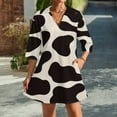 thumbnail image 2 of Cute Cow Pattern Design Womens Dress With Pockets Summer V Neck 3/4 Sleeve Dress Plus Size Loose Dress, 2 of 7