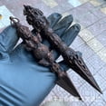 thumbnail image 2 of Antique alloy large Tibetan Buddhist Vajrabhairava three-sided vajra figurine., 2 of 4