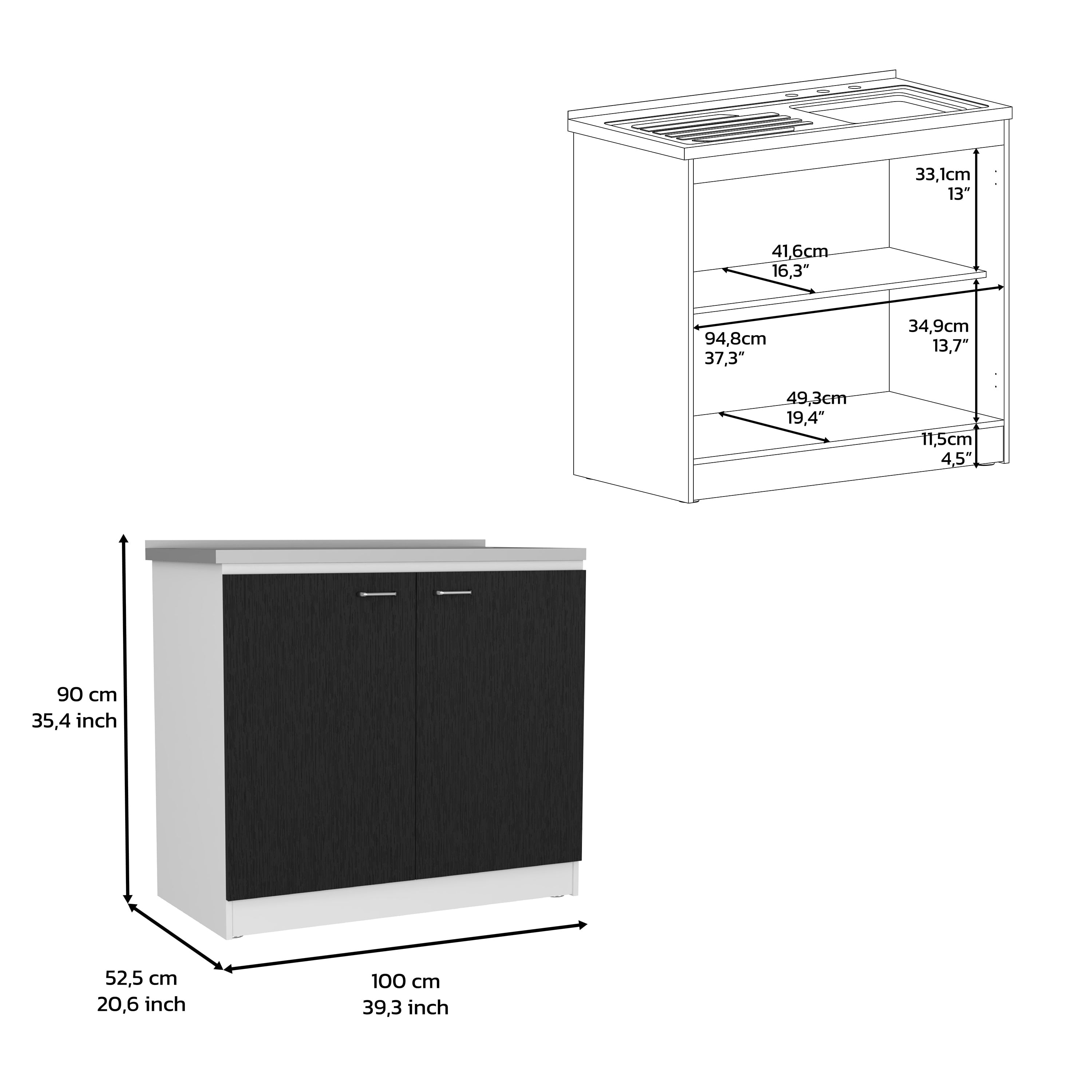 Rainlex 39" Freestanding Utility Sink Cabinet with Stainless Steel Countertop, Double Utility Basins, Soft-Close Storage Doors