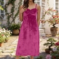 thumbnail image 2 of Ashirexll Womens Summer Dresses, Flowy Dresses for Women, Fashionable Solid Color Elegant Velvet Spaghetti Strap Slip Dress, 2 of 7
