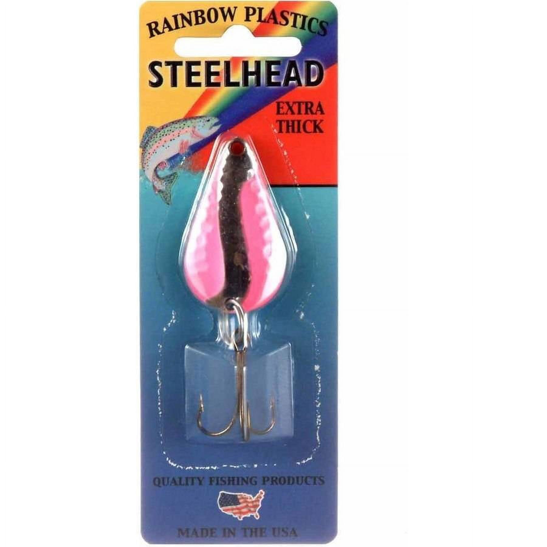 (2 pack) Rainbow Plastics Pot-O-Gold Steelhead Spoon Hammered Nickel Hot Pink Outside