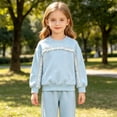 thumbnail image 6 of NIEWTR Baby Fall Winter Clothes Kids Long Sleeve Set 2PCs Crewneck Tee + Elastic Long Pants Breathable Pajamas Gift Set for 0-18 Months Toddler Outfits(A-Blue,4-5 Years), 6 of 6