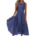 thumbnail image 1 of QJUHUNG Robe Midi Formelle pour Femmes Soirée Été Col en V Manches Courtes T-Shirt Soirée Invité de Mariage Style Asymétrique B-8 Cocktail Gris_i L, 1 of 5