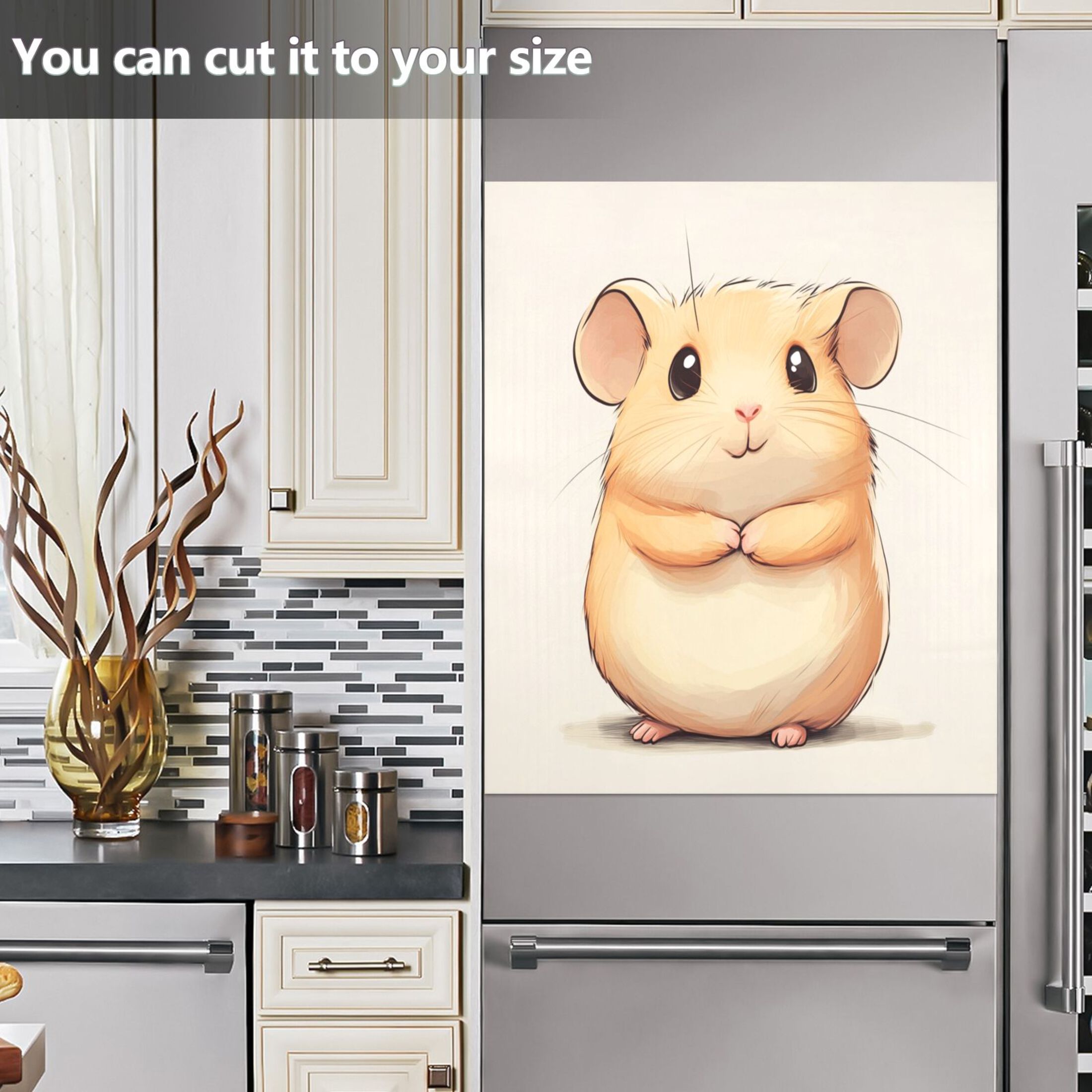 Dishwasher Magnetic Sticker 23x26 Inch Refrigerator Magnetic Sticker Washing Machine Magnetic Sticker Kitchen Panel Magnetic Sticker Home Decor Little Yellow Hamster