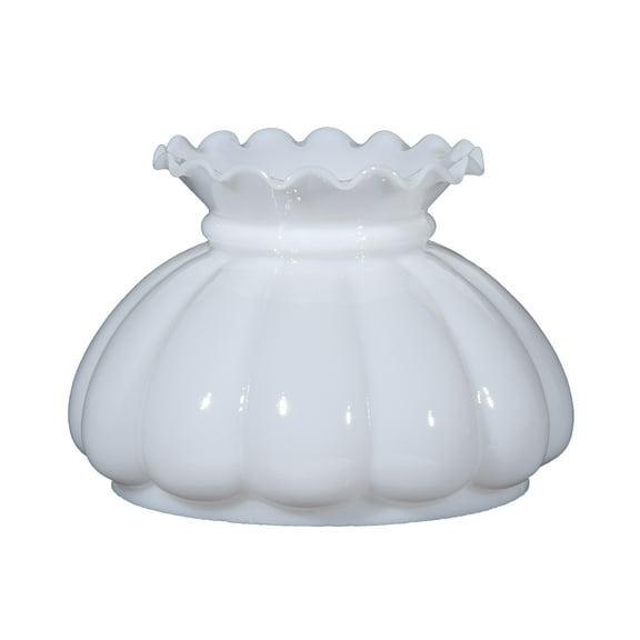 B&P Lamp® 7 Inch Diameter Opal Glass Melon Style Lamp Shade With Crimped Top