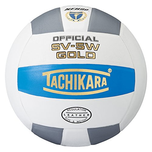 Tachikara Sv5W Gold Compétition Premium Volleyball en Cuir (Bleu Collège/blanc/argent Gris)