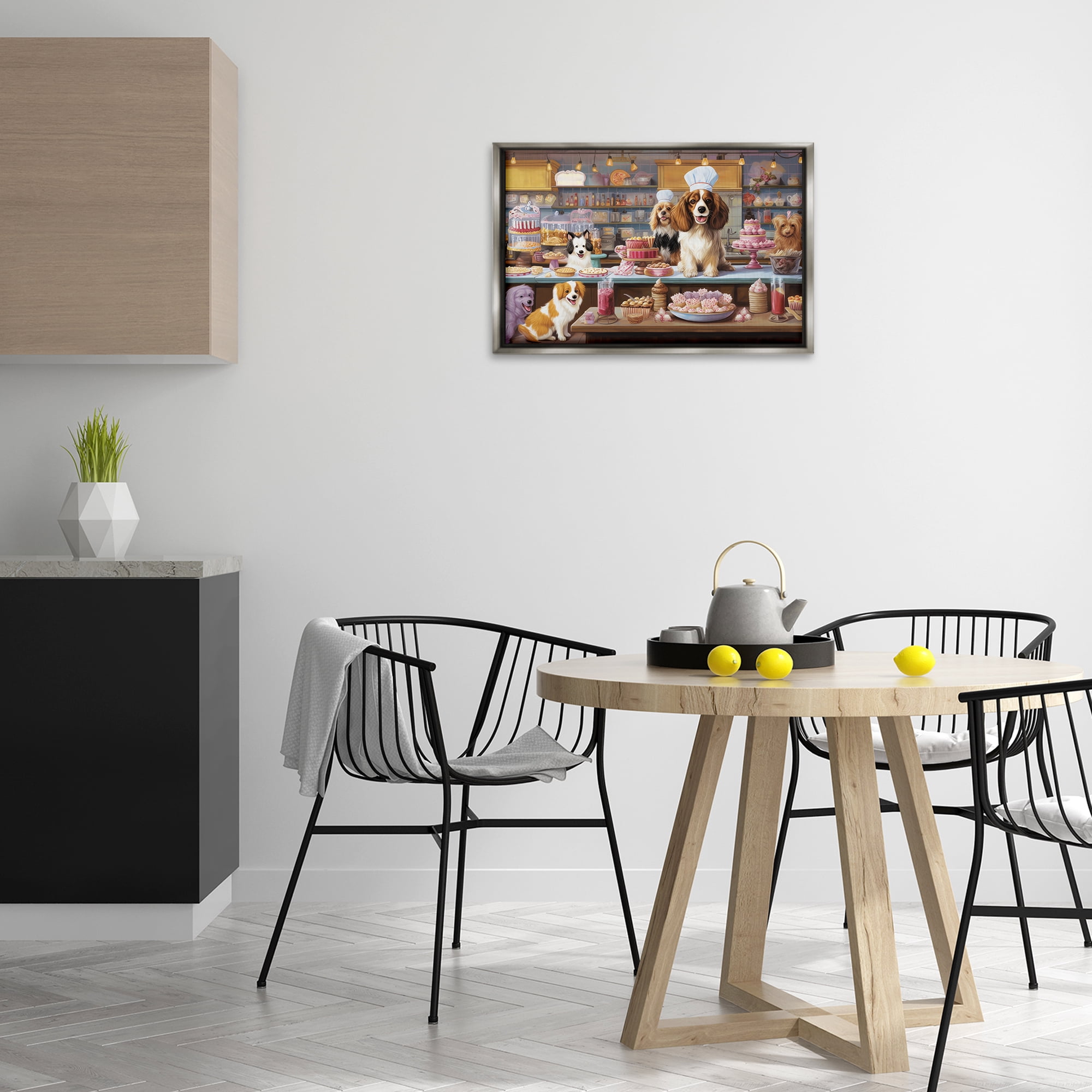 Stupell Industries Sweet Treats Pastry Dogs Food & Beverage Painting Gray Floater Framed Canvas Art Print Wall Art, 25 x 17