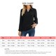 thumbnail image 5 of Camisas Henley para mujer con botones y cuello en V, blusa informal de manga larga para mujer, suave y transpirable, para el hogar, viajes, oficina, negro, XXL, 5 of 5