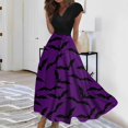 thumbnail image 1 of LINMOUA Robe Longue pour Femmes Robe Maxi Décontractée Robe Décontractée Manches Courtes Col en V Taille Bohème Robe Imprimée Halloween, 1 of 5