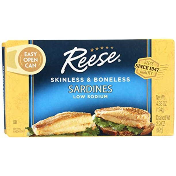 Reese Skinless And Boneless Sardines, Low Sodium In Water, 4.38Ounce