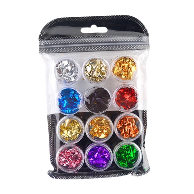 Copos de lámina dorada para resina, prácticos copos de lámina brillante para decoración DIY, lentejuelas brillantes 12 colores un solo color.