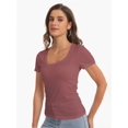 thumbnail image 3 of Women Casual Long Sleeve Slim Scoop Neck Fit T Shirts Basic Tee Tops Crew, 3 of 5