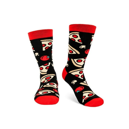

Funny Novelty Socks for Men Women Christmas Stocking Stuffers Fun Birthday Gifts Geek Santa Gifts Black Red Pizza One Size