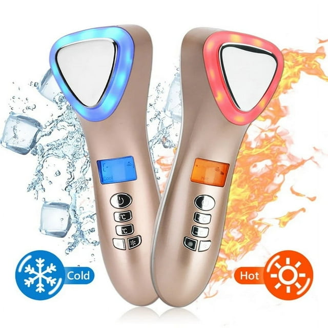 Multifunction LED Hot Cold Hammer Ultrasonic Cryotherapy Facial Lifting Vibration Massager Face Body Spa Ion Beauty Instrument