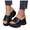 Black, variant on Women's Quilted Platform Slides Open Toe Slip On Wedge Sandals Lightweight Thick Sole Summer Beach Shoes White Size 6