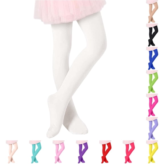 CUZIBR Girls Toddler Summer Leggings Pants High Elastic Waist Dance Footed Leggings Slim Fit Solid Color Ballerina Tights Comfortable Stretchable Yoga Pants Soft Breathable Trousers,White,8-9 Years