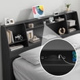 thumbnail image 3 of Someet King Headboard with Storage, Bookcase Headboards with 2 USB & 2 Type-C Port & Power Outlets & LED Light, Durable and Sturdy, Black, 3 of 11