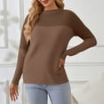 thumbnail image 3 of Stichou Women's Casual Long Sleeve Sweaters Loose Crewneck Knit Solid Pullover Sweater Jumper Tops Coffee L, 3 of 3
