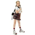 thumbnail image 4 of BULLPIANO Girls Plaid Pleated Tennis Skirt with Shorts Pockets Girls Uniform Skirts High Waist Sports Skorts 5-12 Years, 4 of 6