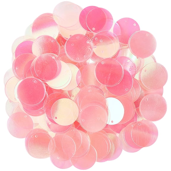 454Pcs Hot Pink Clear Sequins Round Flat Iridescent Paillette Loose Bulk Large 20Mm with One Hole Ab Color Plastic Spangle Sequin