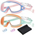thumbnail image 1 of Chenchen Swim Goggles 2 Pack Anti-Fog Anti-UV Wide View No Leakage Swimming Goggles for Kids 3-15 with Earplugs, 1 of 1
