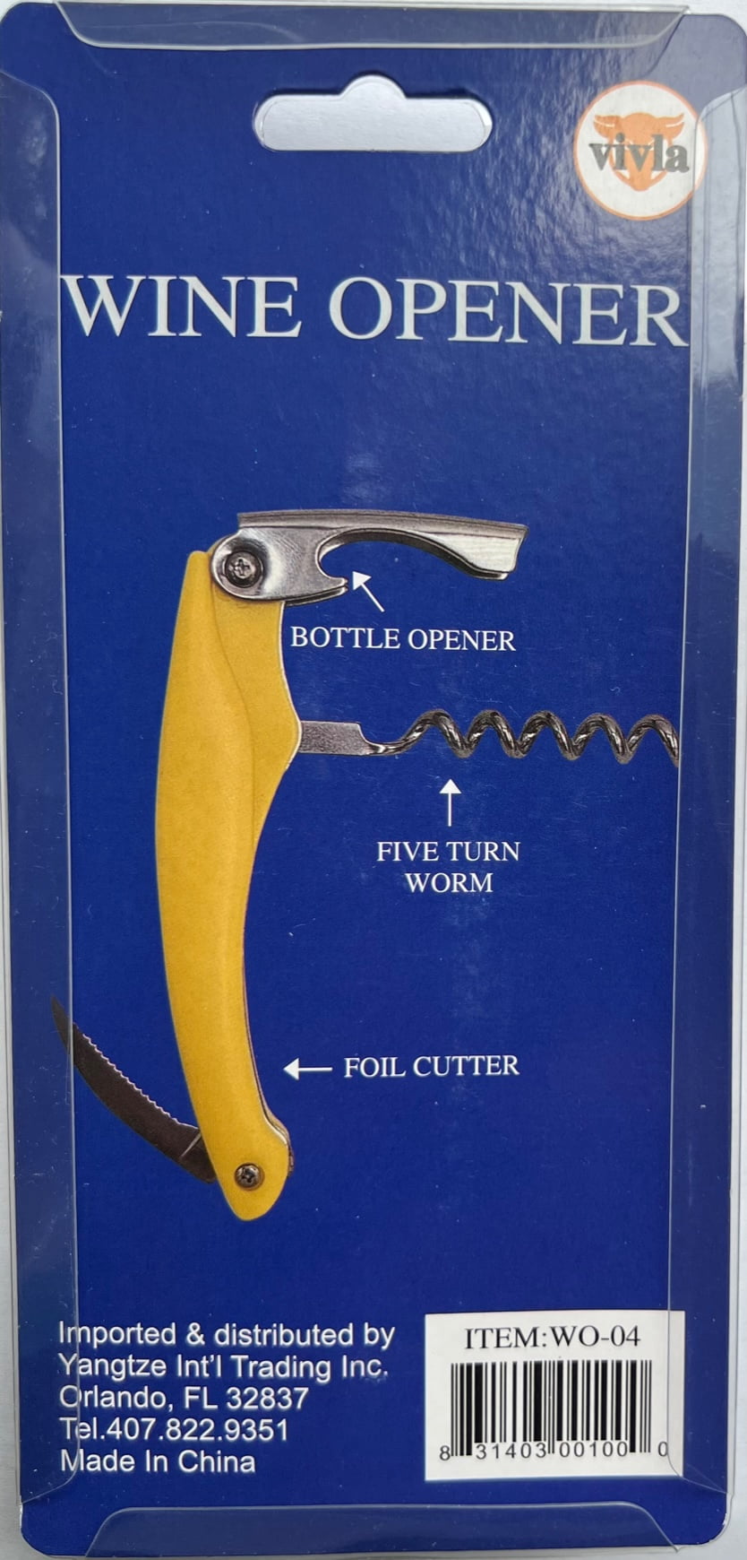 Vivla Cockscrew Wine Opener with Foil Cutter Available in Multi-Color