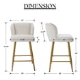 thumbnail image 4 of Dayalane Modern Upholstered Counter Height Bar Stools Set of 2, 26 Inch Velvet Barstools with Back, Comfy Bar Stools with Metal Legs for Kitchen Counter, Island Stools for Restaurants,Bar,Cream, 4 of 7