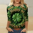 thumbnail image 4 of Ounisa Womens 3/4 Sleeve St. Patrick's Day T-Shirts Crew Neck Spring Graphic Tee Tops, 4 of 8