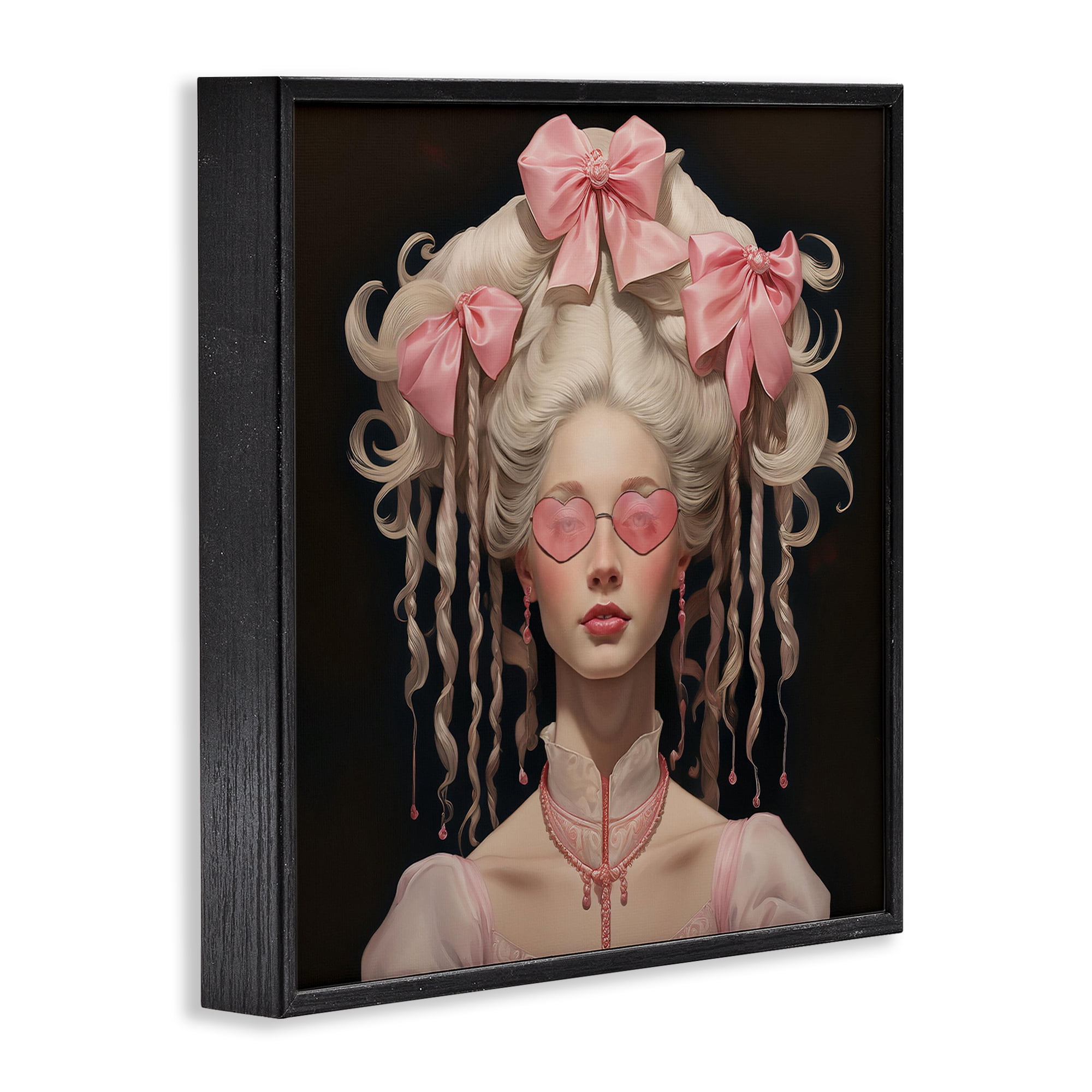Stupell Industries Rococo Woman Opulent Ribbons Black Framed Giclee Art, design by Grotto Studios