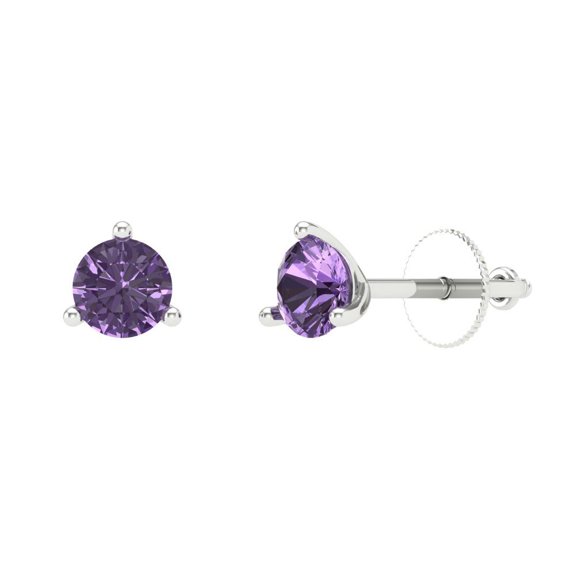 Clara Pucci 1Ct Alexandrite Round Cut VVS1 Screw Back Stud 18k Solid hypoallergenic Gold Designer Earrings For June