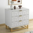 thumbnail image 1 of AKDSteel Commode Moderne Blanche à 3 Tiroirs, Commode en Bois avec Poignées en Métal Doré pour Chambre Ou Salon, 1 of 9